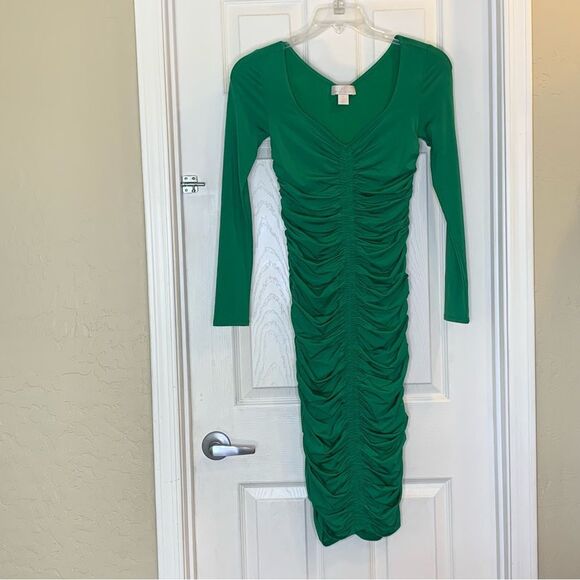Rachel Parcell Amazon Green Ruched Midi Dress Size XS - Picture 11 of 12